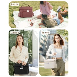 HOMESPON Lunchtasche Lunchbag Kühltasche Lunch Bag Lunchbox Tasche Damen Herren Erwachsene Isoliertasche für Arbeit Büro Picknick(Beige L)