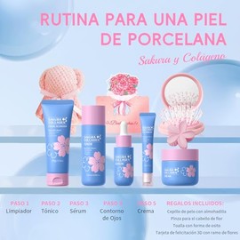 Kit de Rutina de Cuidado de la Piel para Mujer, Niñas y Adolescentes con Limpiador 50g, Tónico 120ml, Sérum 30ml, Crema de Ojos, 20g Crema Facial 50g,