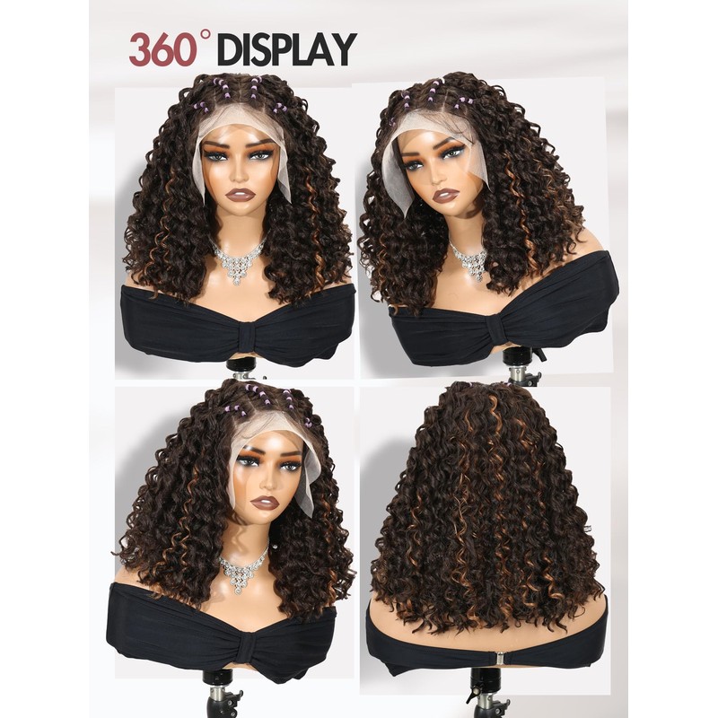 WIGNEE 13X4 HD Lace Front Knotless Short Braided Wig with