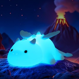 Ammonite Dragon Night Light, Cute Dragon Lamp with 8 Color Lights, Soft Silicone Kids Nursery Nightlight LED Touch Light, Kids Bedroom Decor as Xmas Birthday Gifts