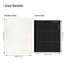 ARCHIVALPRO Premium Trading Card Collection Leather Binder, Holds 360 Cards,Card Holder Album with double side 9 Pocket/Page, 20 Pages(white)