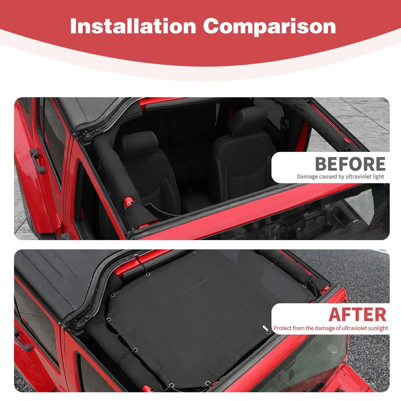 PDKLIN - Parasol de techo para Jeep JK, JKU de