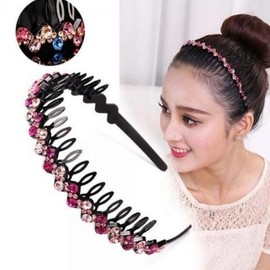 FirstOn Comb Headband: Cubic Rhinestone, Ear-Friendly, Your Own Jewel A10 Blue