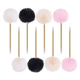 MINAGOO 8 Pack Pompom Gift Plush Pen Gold Color Ballpoint Pen for Wedding,Office and Party