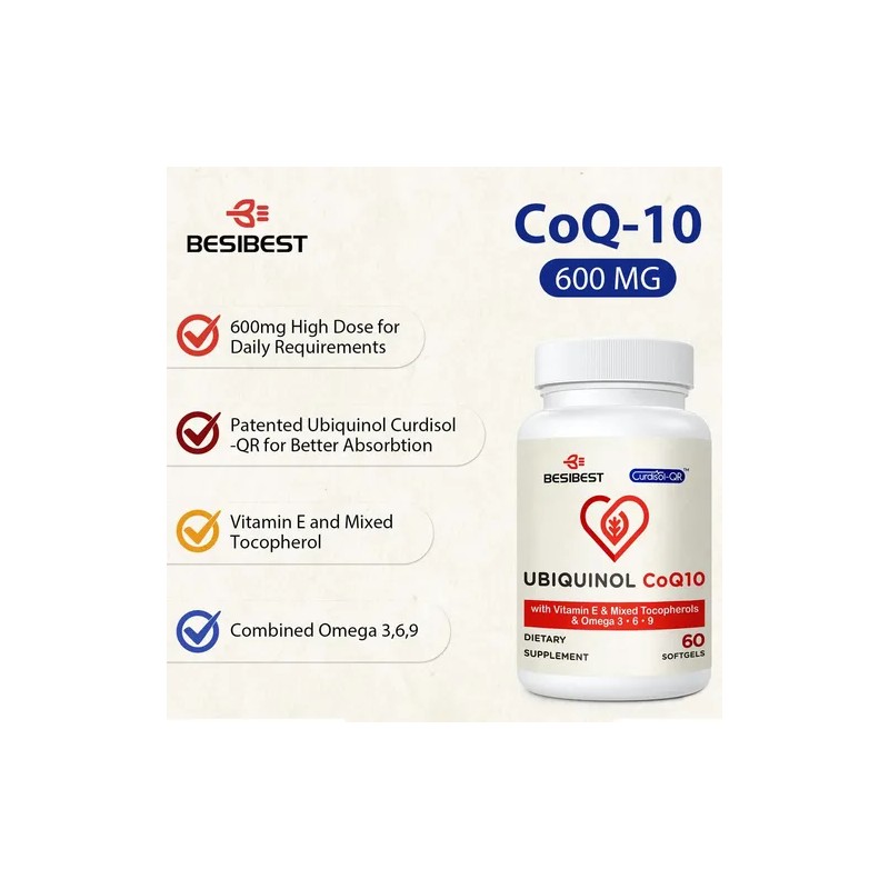 Besibest Ubiquinol Coq10 600 Mg Softgels Omega 3-6-9