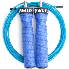 WOD Nation Attack Speed Jump Rope : Adjustable Jumping Ropes : Unique Two Cable Skipping Workout System : One Thick and One Light 11 Foot Cable : Perfect for Double Unders forCrossfit : Fits Men and Women