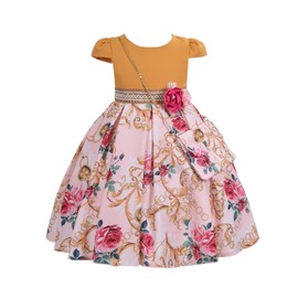 Cosplay Life Floral Dress for Girls and Young Adults Fashion Flower Waistline Kids Party Festival Dress Ages 5-9 Years Old (Peach, 5YRS)