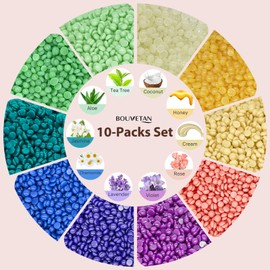 Bouvetan Hard Wax Beads 2.2 lbs, 10 Pack Variety Wax Beans for Hair Removal, Sensitive Skin, Ideal for Face, Eyebrows, Bikini, Underarms, Legs, Brazilian Waxing and Full Body
