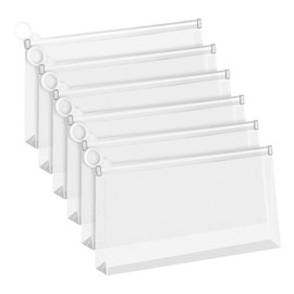 GSHLLO 6 Pcs 25 x 13 cm Clear Plastic Money Envelopes Waterproof Cash Organizer Bags Receipt Zipper Pouches Transparent Stamp Envelopes Small Bill Storage Pouches for Stickers Coins