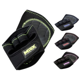 MRX Weight Lifting Gloves Grip Pads Gym Fitness Workout Training Grippy Glove Quick On Padded Palm (Black/Green - L/XL)