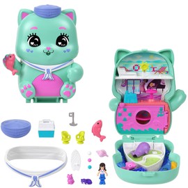 Polly Pocket Polly Pocket Puppen und Spielset, Pony-Rodeo-Schatulle, Spielzeug für unterwegs mit 1 kleinen Puppe, Pferdchen, Zubehör für Mode und Essen, JCR39