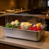 Stainless Steel 6 Pan Countertop Food Serving Tray With Clear