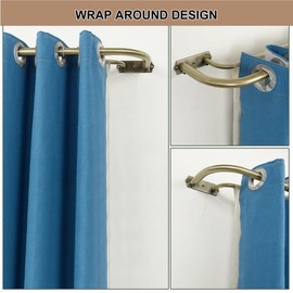 Antique Bronze Double Curtain Rods, 84-120 Inches, Wrap Around Design, Room Darkening, Adjustable 1-Inch Front and 5/8 Inch Back