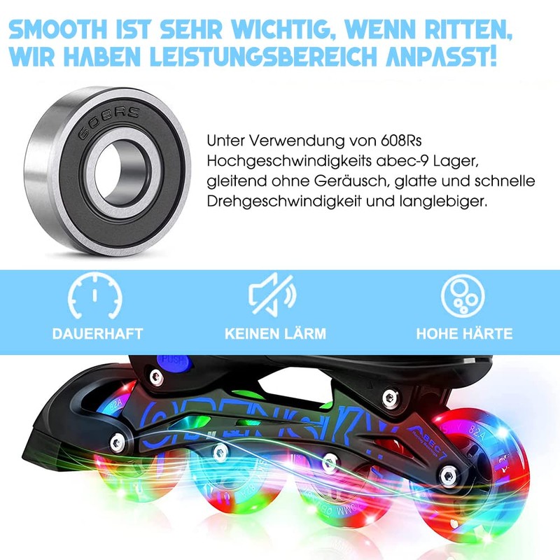 8 Pack Luminous Inline Skate Wheels - 64 mm 72