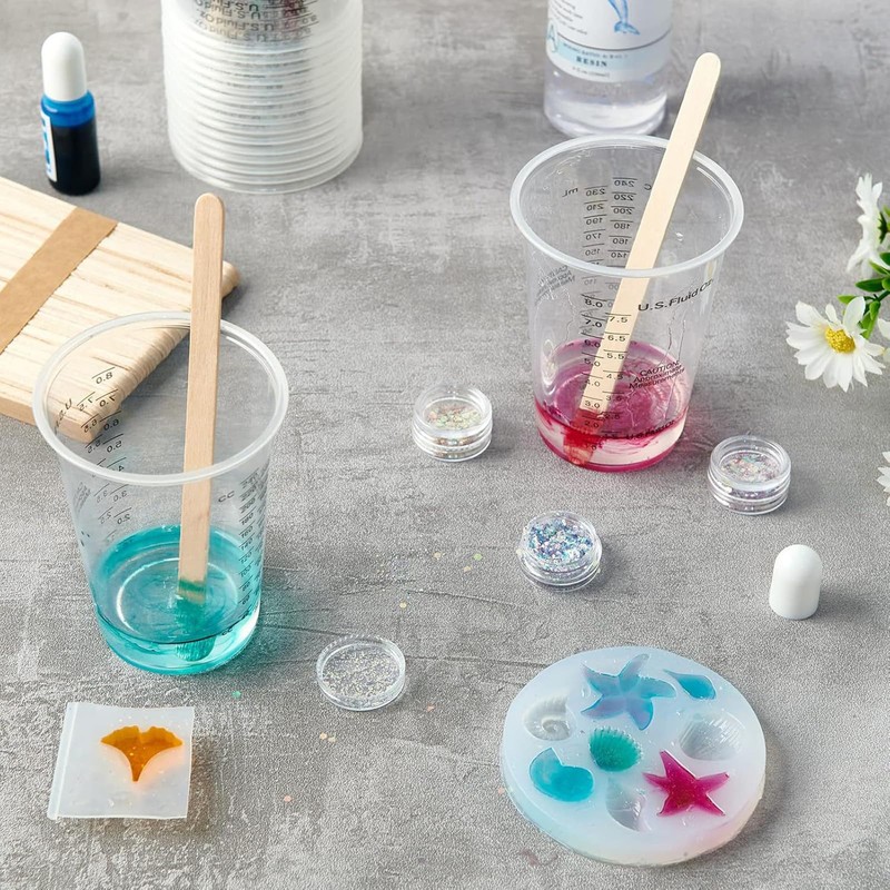 Lakymisy Measuring Cups with Graduations, Set of 50 Stirring Sticks