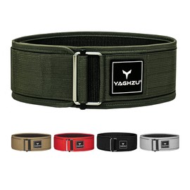 Quick Locking Weight Lifting Belt - Adjustable Lifting Belt for Powerlifting, Squat, Deadlift and Back Support, 4 inch Gym Belt for Men and Women (Green, Large)