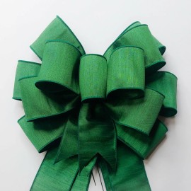 Handmade Emerald Green Dupioni Wreath Bow, Spring Bow, Wedding Bow