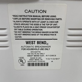 Belt for West Bend Bread Maker Models 41063 41073 only