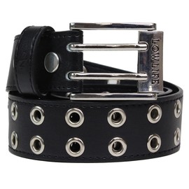 Lowlife Duplici Vegan Faux Leather Belt with Double Eyelets - Black/Silver, black/silver