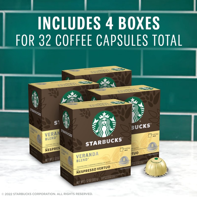Starbucks by Nespresso Vertuo, Veranda Blend, Blonde Roast Coffee, 32-count