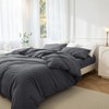 JIYUAN 100% Washed Cotton Duvet Cover Set Comfy Simple Style