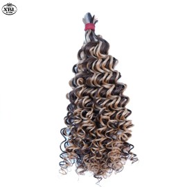 #4/27 Honey Brown Pre-Divided 14-26" Deep Wave Braiding Hair for Boho Braids Bulk Hair Pre-streached Human Braiding Hairstyle: Deep Wave, color: #4/27, Stretched Length: 20 Inches