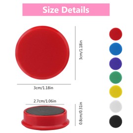 Salubohum Pack of 28 Fridge Magnets, Colourful Round Magnets, 30 x 8 mm Magnets Strong, Magnets for Whiteboard, Magnets for Fridge Magnets, Suitable for Whiteboards, Notice Boards, Refrigerators