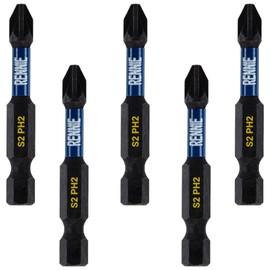 5 x Rennie Tools 50mm Long PH2 Impact Screwdriver Driver Bits Set. Magnetic Phillips No.2 Heavy Duty Impact Driver Bit Set. PH2 Bits. Hex Shank. Cross Head Impact Bits