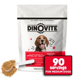 Dinovite 3 in 1 Probiotic for Medium Dogs, Skin & Coat, Digestive Health & Joint Relief, Dog Food Toppers, Immune Support, Allergy Relief & Itch Relief Skin Care, 90 Servings (18-45lb)