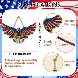 Yarcooly 4th of July Door Sign Fourth of July Front Wooden Wreath Usa Red White and Blue Patriotic Hanging Decor Memorial Day Independence Day Decorations for Home Party