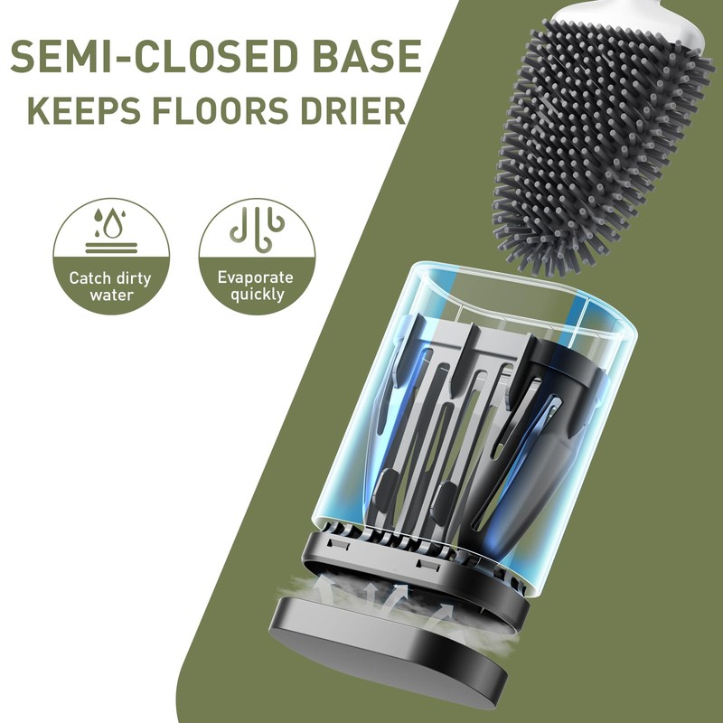 ASOBEAGE Deep Cleaner Toilet Brush: Silicone Toilet Brush with No-Slip