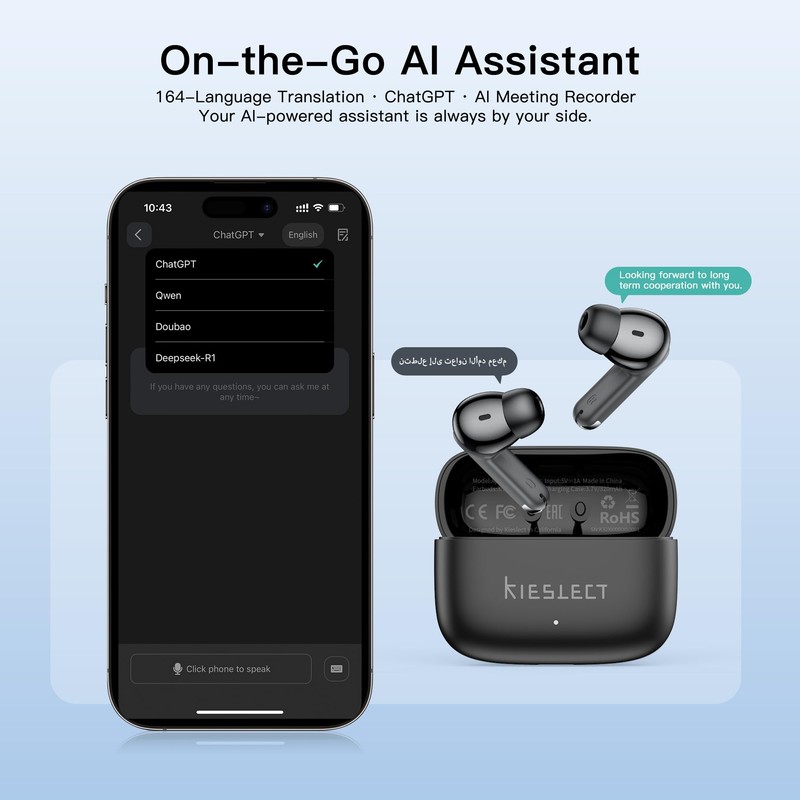 Wireless Earbuds, AI 165 Language Translator Earbuds, Ear Buds Active