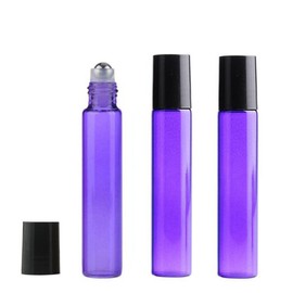 Dijkoo HugeStore 10 Pcs 10ml Refillable Essential Oil Glass Roller Bottles Rollerball Bottles Roll On Bottles Purple