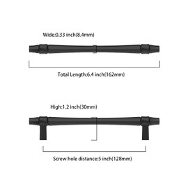 Asidrama 10 Pack 5 Inch(128mm) Matte Black Kitchen Cabinet Handles, Cabinet Pulls Kitchen Cabinet Hardware for Cupboard Drawer Pulls