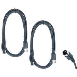 Paccs 2 x 2 m Midi Cable, 5-Pin Black, DIN Midi Cable 5-Pin