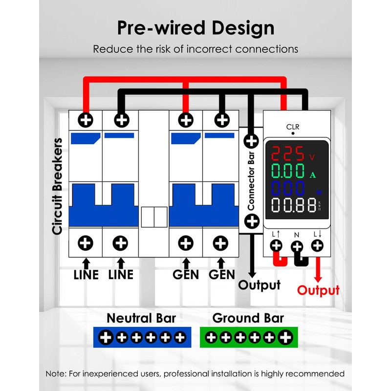 BOQNZN 240V 60A Generator Transfer Switch, Prewired Transfer Panel with