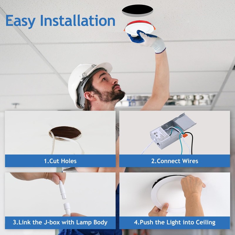 CycevSun 6 Pack Fire Rated Recessed Light 2 Hours, 4