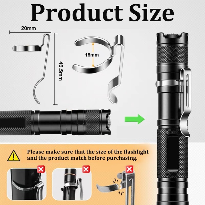 UNICRAFTALE Flashlights Clip 420 Stainless Steel Flashlights Pen Clip 18