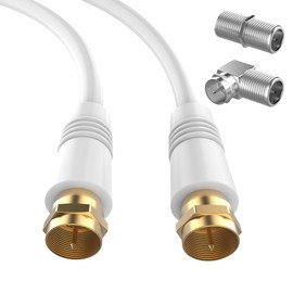 5FT RG6 Coaxial Cable, TV Coax Cable Cord Extender, Gold Plated Connectors, RG6 Compatible for Cable Modems, Cable Box, Digital Router, With F Connector and 90 Degree Angled Male to Female Adapter