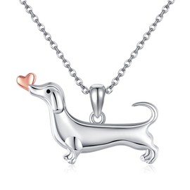 URONE Dachshund Necklaces for Women 925 Sterling Silver Dachshund Pendant Dog Necklace Dachshund Jewelry Dachshund Gifts for Dachshund Lovers