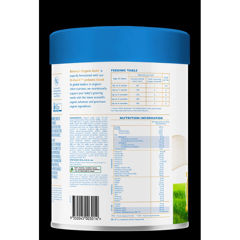 Bellamy's Organic Gold+ Step 1 Infant Formula 0 - 6