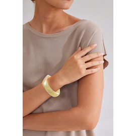 WOWORAMA Yellow Acrylic Bracelet for Women Irregular Chunky Bangle Bracelet Trendy Statement Resin Bangles Wristband Plastic Bracelets Jewellery