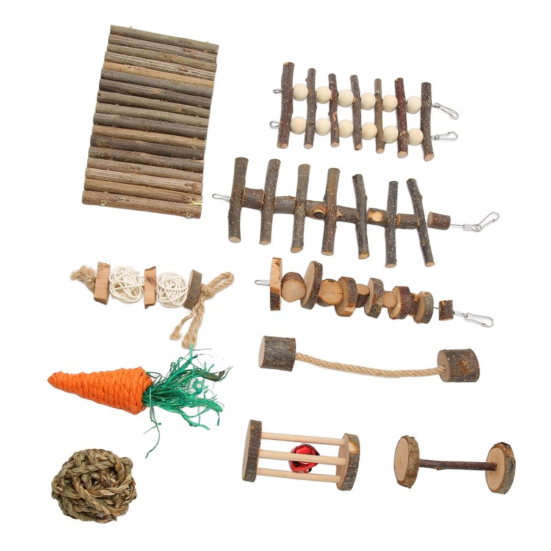 10pcs Hamster Chew Toys Set Natural Safe Teeth Grinding Exercise