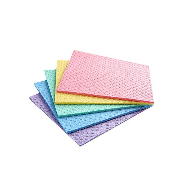 Sold_By_Cheapnwork Reusable Cleaning Cellulose Sponge Cloths Absorbent Wipes Clean Kitchen Car Dish Eco-Friendly Dishcloth Hand Towel Auto - 1pack (5pcs)