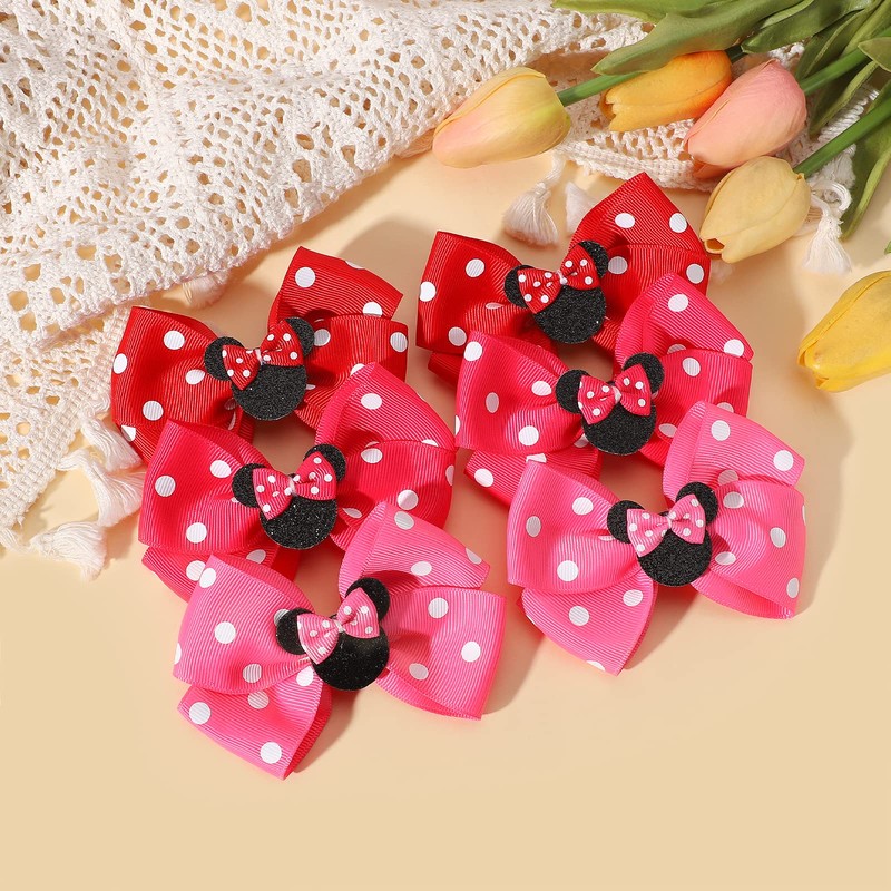 6PCS Baby Girl Mouse Ears Hair Bows Clips Baby Hair