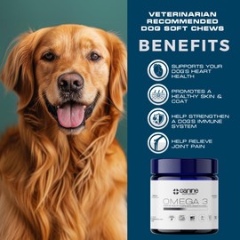 Omega 3 for Dogs – Wild-Caught Norwegian Salmon Oil – Soft Chews for Skin, Coat, Joints & Heart – Natural EPA & DHA – Peanut Flavor – 90 Count
