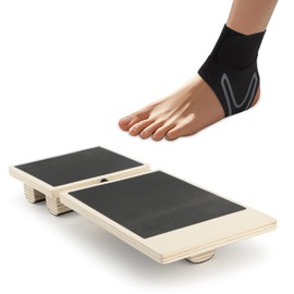 Ankle Balance Board Foot Strengthener, Single Foot Balance Board with 1 pair Ankle-protectors for Relieving Sprained Ankle/Stability Training/Posture Corrector(COLOR:Wood&Black)