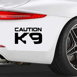2PCS Caution K9 Car Stickers, 6.69"x3.94" Waterproof Vinyl Decal for Bumper, Rear Windshield, Truck, Wall, Laptop, German Shepherd Decal | Car Accessories | #AZ187 (Black)