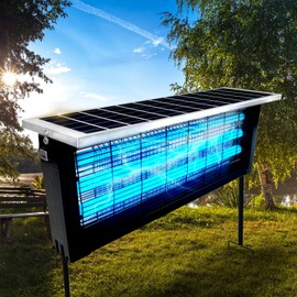 Powerful Large Solar Bug Zapper Outdoor for 4000 sq.ft, Rechargeable Mosquito Zapper with High Powered, Cordless Solar Fly Zapper for Patio Garden Backyard RV Camping Pond with 18W Solar Panel