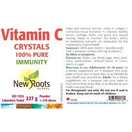 New Roots Herbal - Vitamin C Crystals, 150g Powder - Helps in Collagen Formation to Maintain Healthy Bones, Cartilage, Teeth, and Gums - Helps to Maintain and Support Immune Function